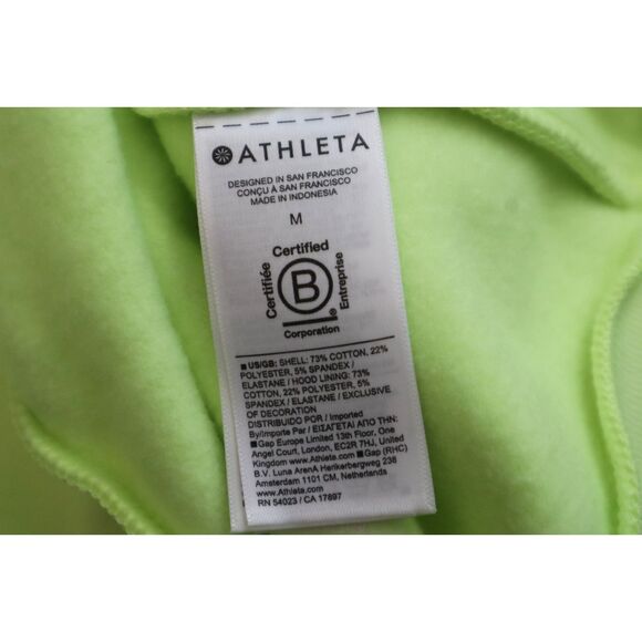 Athleta 473713062 Women Sz M Citron/Yellow Green Easy Fleece 1/2 Zip Hoodie - Picture 5 of 10